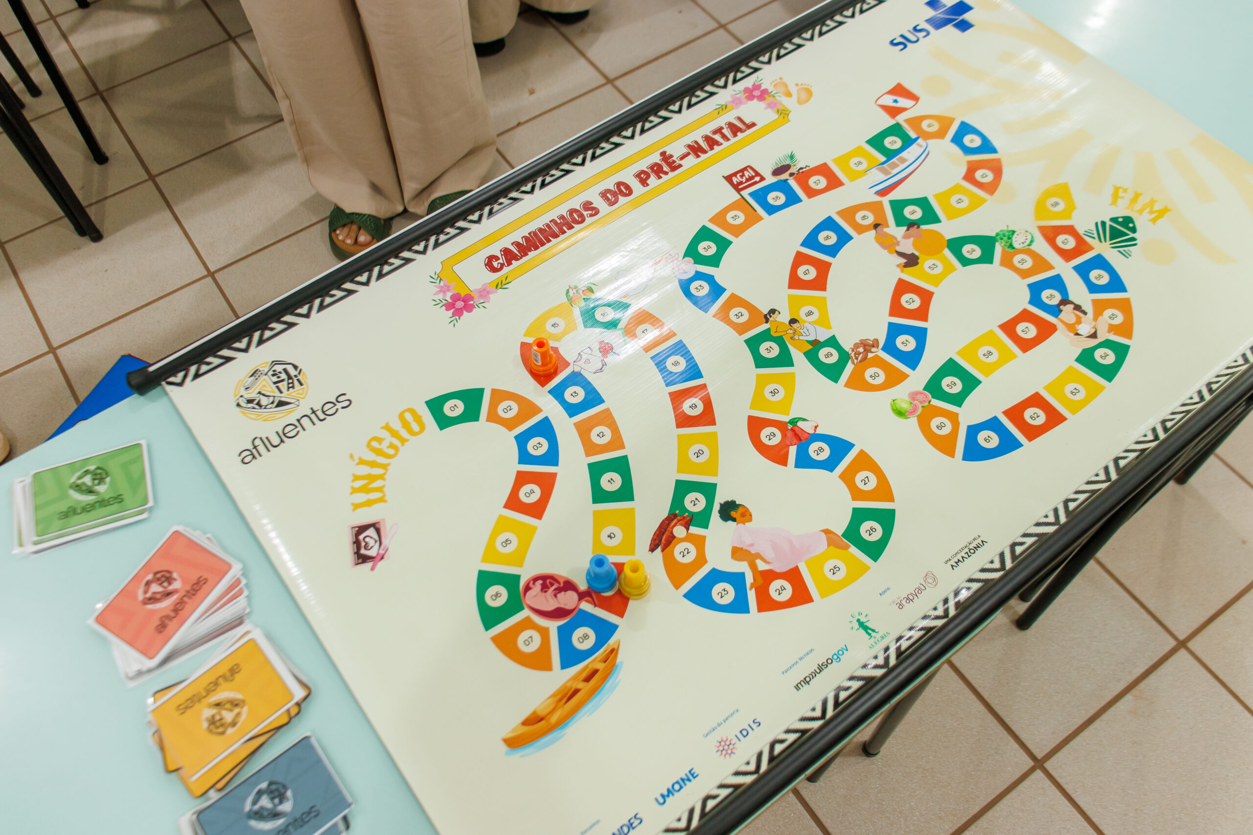 Jogos formativos, como o “Caminhos do Pré-Natal”, fizeram parte da metodologia das formações técnicas do Afluentes. 